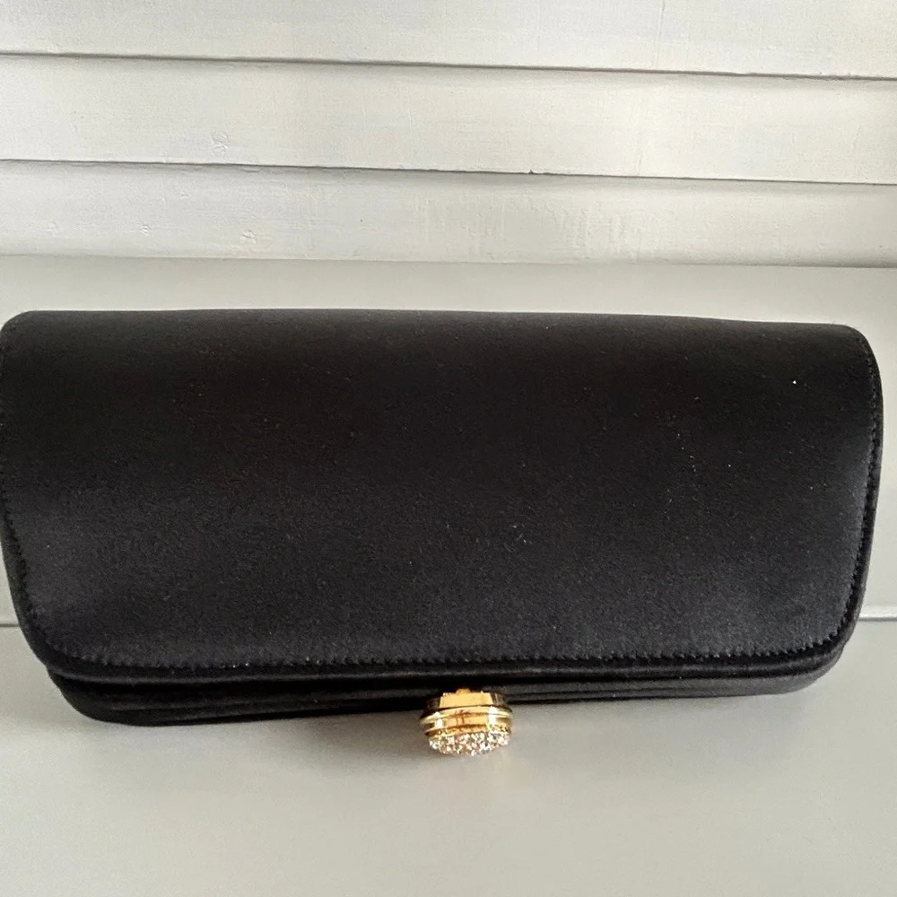 Nordstrom Black Clutch with Gold Sparkle Snap